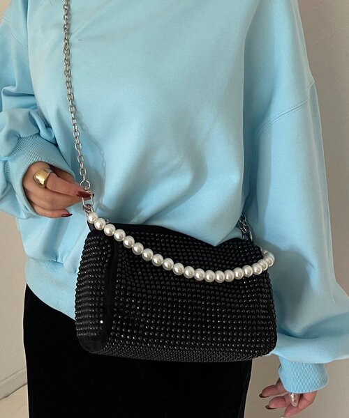 prose verse（プロズヴェール）の「【2way】パールハンドルラインストーンショルダーバッグ（ショルダーバッグ・レディース・ブラック/ブラック系その他・FREE）」の7枚目の写真