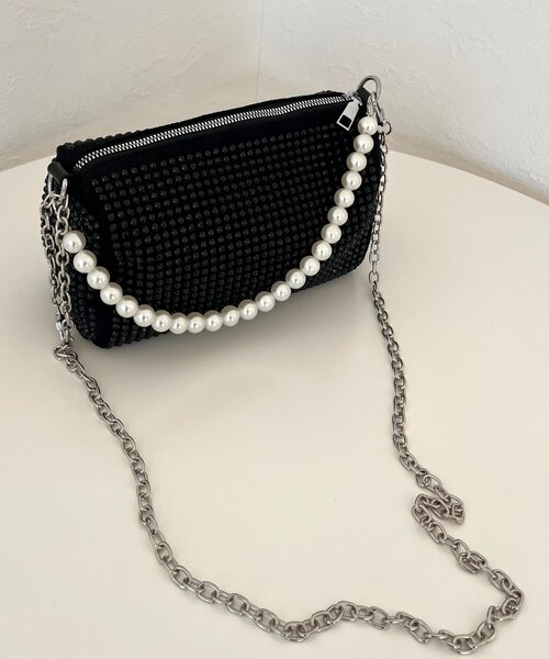 prose verse（プロズヴェール）の「【2way】パールハンドルラインストーンショルダーバッグ（ショルダーバッグ・レディース・ブラック/ブラック系その他・FREE）」の8枚目の写真