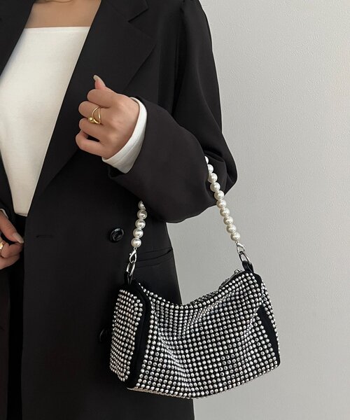 prose verse（プロズヴェール）の「【2way】パールハンドルラインストーンショルダーバッグ（ショルダーバッグ・レディース・ブラック/ブラック系その他・FREE）」の10枚目の写真