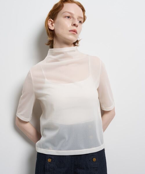 LANVIN en Bleu（ランバンオンブルー）の「シアーハーフスリーブカットソー（Tシャツ/カットソー・レディース・オフホワイト/ブルー・38）」の16枚目の写真