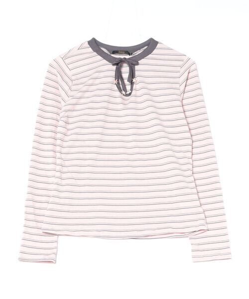 Ritzy(リッツィー)の「ネック貝殻飾りパネルボーダーロングスリーブTシャツ(Tシャツ/カットソー・レディース・ピンク・L/M)」の9枚目の写真