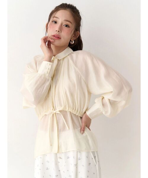 CALNAMUR(カルナムール)の「ギャザーラグランブラウス(シャツ/ブラウス・レディース・アイボリー/ホワイト/ピンク・FREE)」の8枚目の写真