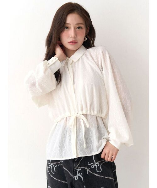 CALNAMUR(カルナムール)の「ギャザーラグランブラウス(シャツ/ブラウス・レディース・アイボリー/ホワイト/ピンク・FREE)」の12枚目の写真