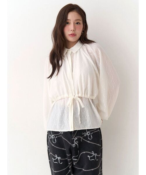 CALNAMUR(カルナムール)の「ギャザーラグランブラウス(シャツ/ブラウス・レディース・アイボリー/ホワイト/ピンク・FREE)」の13枚目の写真