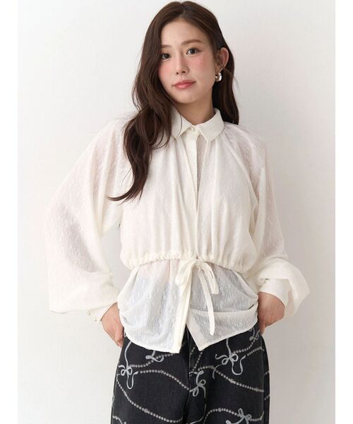 CALNAMUR(カルナムール)の「ギャザーラグランブラウス(シャツ/ブラウス・レディース・アイボリー/ホワイト/ピンク・FREE)」の14枚目の写真