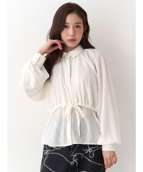 CALNAMUR(カルナムール)の「ギャザーラグランブラウス(シャツ/ブラウス・レディース・アイボリー/ホワイト/ピンク・FREE)」の15枚目の写真