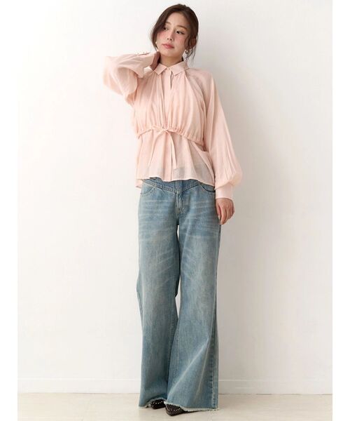 CALNAMUR(カルナムール)の「ギャザーラグランブラウス(シャツ/ブラウス・レディース・アイボリー/ホワイト/ピンク・FREE)」の18枚目の写真