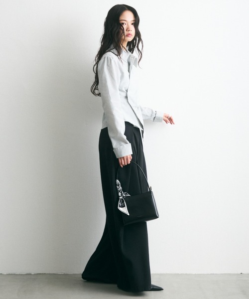 krahe(クレーエ)の「ストライプ柄ウエストタッククロスデザインシャツ(シャツ/ブラウス・レディース・ブルー/イエロー/グレー・FREE)」の20枚目の写真