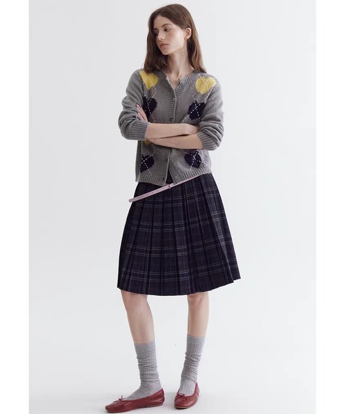 Fano Studios（ファノ ストゥディオズ）の「ハート柄アーガイル ニットカーディガン FC26S090【Fano Studios】【2026SS】（カーディガン/ボレロ・レディース・グレー・S/M/L）」の3枚目の写真