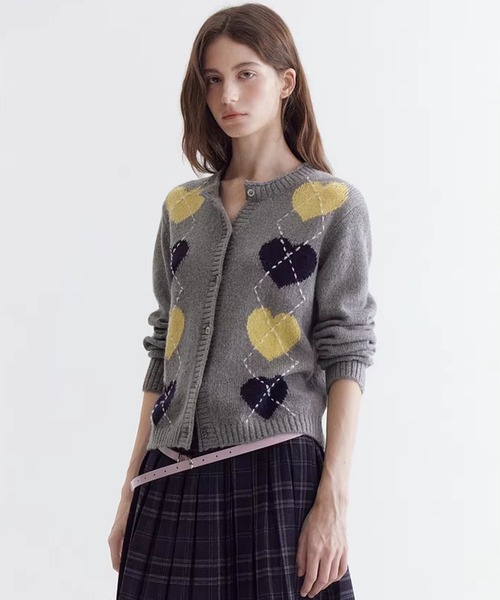 Fano Studios（ファノ ストゥディオズ）の「ハート柄アーガイル ニットカーディガン FC26S090【Fano Studios】【2026SS】（カーディガン/ボレロ・レディース・グレー・S/M/L）」の7枚目の写真
