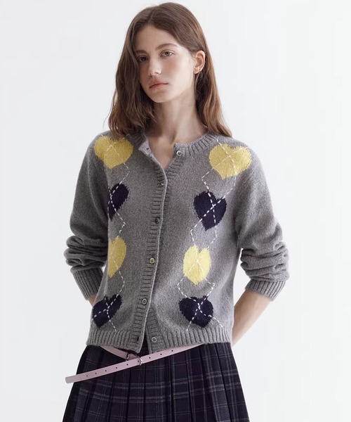 Fano Studios（ファノ ストゥディオズ）の「ハート柄アーガイル ニットカーディガン FC26S090【Fano Studios】【2026SS】（カーディガン/ボレロ・レディース・グレー・S/M/L）」の8枚目の写真