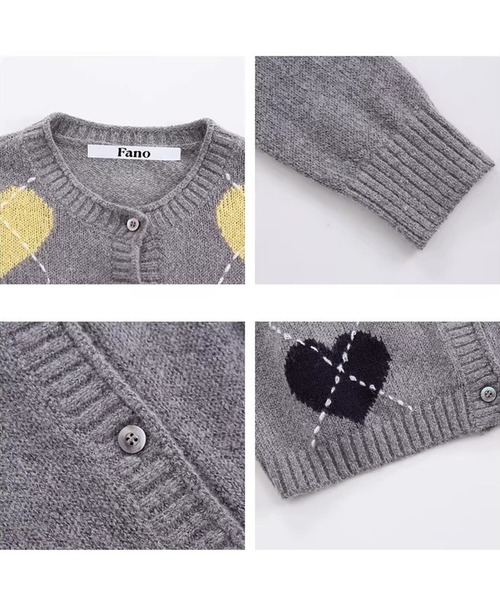 Fano Studios（ファノ ストゥディオズ）の「ハート柄アーガイル ニットカーディガン FC26S090【Fano Studios】【2026SS】（カーディガン/ボレロ・レディース・グレー・S/M/L）」の12枚目の写真
