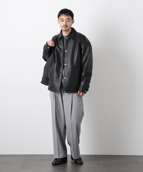 NANO universe（ナノユニバース）の「フェイクレザーリラックスコーチジャケット（ブルゾン・メンズ・ブラック/ブラウン・S/M/L）」の16枚目の写真