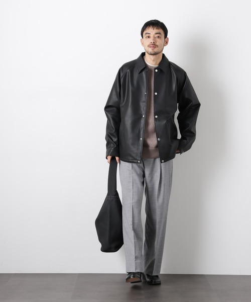 NANO universe（ナノユニバース）の「フェイクレザーリラックスコーチジャケット（ブルゾン・メンズ・ブラック/ブラウン・S/M/L）」の14枚目の写真