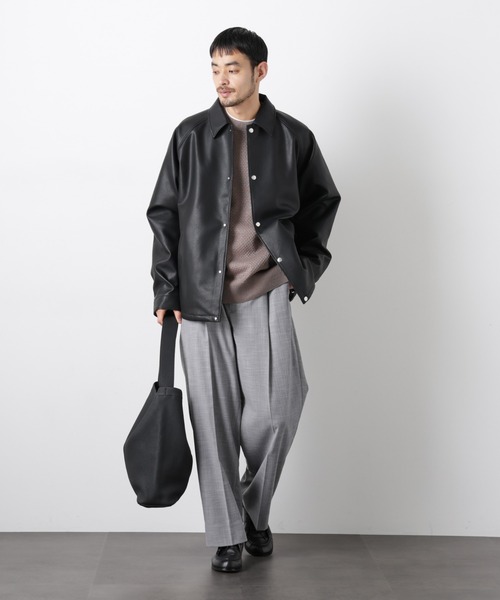 NANO universe（ナノユニバース）の「フェイクレザーリラックスコーチジャケット（ブルゾン・メンズ・ブラック/ブラウン・S/M/L）」の17枚目の写真