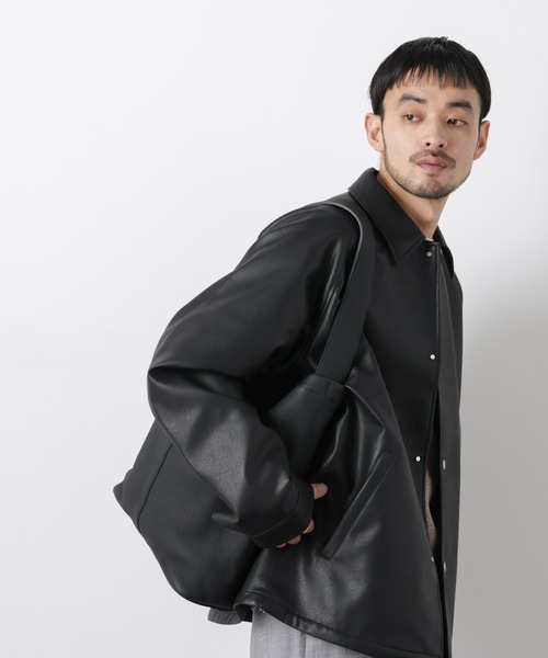 NANO universe（ナノユニバース）の「フェイクレザーリラックスコーチジャケット（ブルゾン・メンズ・ブラック/ブラウン・S/M/L）」の11枚目の写真