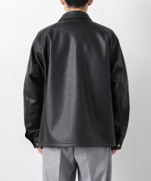 NANO universe（ナノユニバース）の「フェイクレザーリラックスコーチジャケット（ブルゾン・メンズ・ブラック/ブラウン・S/M/L）」の19枚目の写真