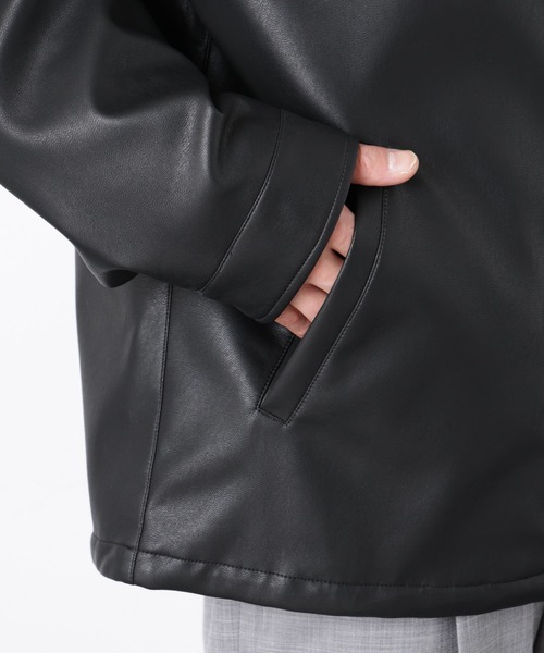 NANO universe（ナノユニバース）の「フェイクレザーリラックスコーチジャケット（ブルゾン・メンズ・ブラック/ブラウン・S/M/L）」の22枚目の写真
