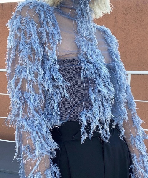ENCLOSURE（エンクロージャー）の「【ENCLOSURE】Feather tulle tops（その他トップス・レディース・オレンジ/グリーン/ブルー/ブラック・FREE）」の3枚目の写真
