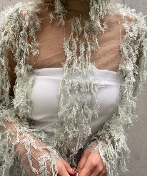 ENCLOSURE（エンクロージャー）の「【ENCLOSURE】Feather tulle tops（その他トップス・レディース・オレンジ/グリーン/ブルー/ブラック・FREE）」の10枚目の写真