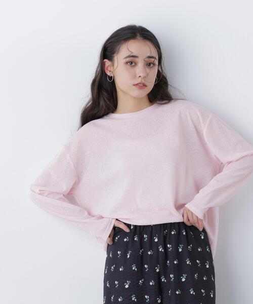N.(N. Natural Beauty Basic)(エヌエヌナチュラルビューティーベーシック)の「スラブ天竺カットソー長袖(Tシャツ/カットソー・レディース・ピンク/ブルー/オフホワイト・フリ-)」の1枚目の写真