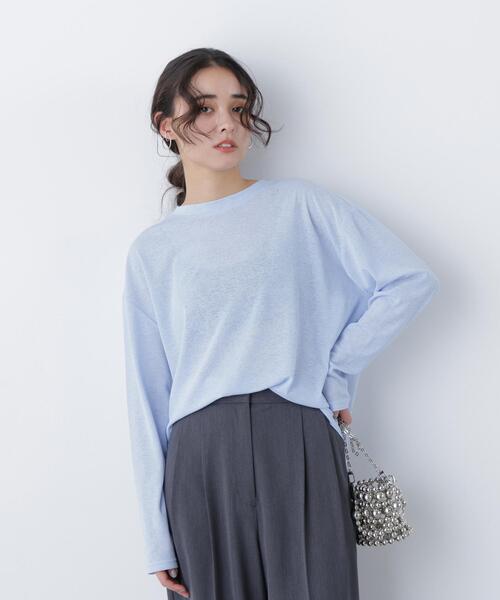 N.(N. Natural Beauty Basic)(エヌエヌナチュラルビューティーベーシック)の「スラブ天竺カットソー長袖(Tシャツ/カットソー・レディース・ピンク/ブルー/オフホワイト・フリ-)」の3枚目の写真