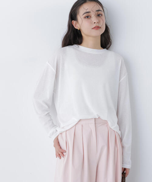 N.（N. Natural Beauty Basic）（エヌエヌナチュラルビューティーベーシック）の「スラブ天竺カットソー長袖（Tシャツ/カットソー・レディース・ピンク/ブルー/オフホワイト・ﾌﾘ-）」の12枚目の写真