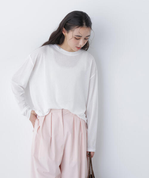 N.（N. Natural Beauty Basic）（エヌエヌナチュラルビューティーベーシック）の「スラブ天竺カットソー長袖（Tシャツ/カットソー・レディース・ピンク/ブルー/オフホワイト・ﾌﾘ-）」の13枚目の写真