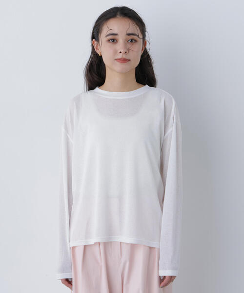 N.（N. Natural Beauty Basic）（エヌエヌナチュラルビューティーベーシック）の「スラブ天竺カットソー長袖（Tシャツ/カットソー・レディース・ピンク/ブルー/オフホワイト・ﾌﾘ-）」の14枚目の写真