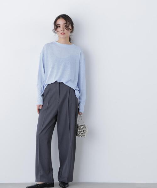 N.（N. Natural Beauty Basic）（エヌエヌナチュラルビューティーベーシック）の「スラブ天竺カットソー長袖（Tシャツ/カットソー・レディース・ピンク/ブルー/オフホワイト・ﾌﾘ-）」の15枚目の写真