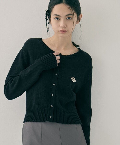 tanakadaisuke（タナカダイスケ）の「【tanakadaisuke/タナカダイスケ】Cupid in HEAVEN crochet knit cardigan/キューピッドインヘブンクロシェニットカーディガン（カーディガン/ボレロ・レディース・ブラック/アイボリー・FREE）」の2枚目の写真