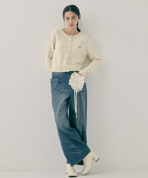 tanakadaisuke（タナカダイスケ）の「【tanakadaisuke/タナカダイスケ】Cupid in HEAVEN crochet knit cardigan/キューピッドインヘブンクロシェニットカーディガン（カーディガン/ボレロ・レディース・ブラック/アイボリー・FREE）」の3枚目の写真