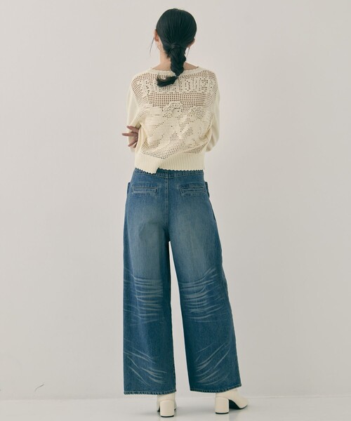 tanakadaisuke（タナカダイスケ）の「【tanakadaisuke/タナカダイスケ】Cupid in HEAVEN crochet knit cardigan/キューピッドインヘブンクロシェニットカーディガン（カーディガン/ボレロ・レディース・ブラック/アイボリー・FREE）」の4枚目の写真