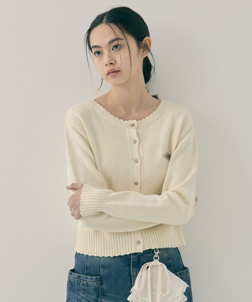 tanakadaisuke（タナカダイスケ）の「【tanakadaisuke/タナカダイスケ】Cupid in HEAVEN crochet knit cardigan/キューピッドインヘブンクロシェニットカーディガン（カーディガン/ボレロ・レディース・ブラック/アイボリー・FREE）」の6枚目の写真