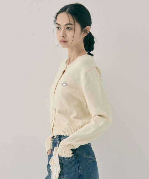 tanakadaisuke（タナカダイスケ）の「【tanakadaisuke/タナカダイスケ】Cupid in HEAVEN crochet knit cardigan/キューピッドインヘブンクロシェニットカーディガン（カーディガン/ボレロ・レディース・ブラック/アイボリー・FREE）」の7枚目の写真