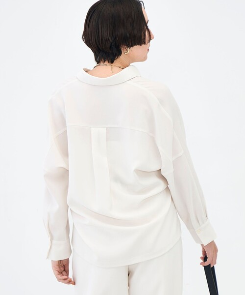 NOLLEY’S Sophi(ノーリーズソフィ)の「NEW morisachi《セットアップ対応》ウォッシャブルストレッチツイルドルマンシャツ(シャツ/ブラウス・レディース・オフホワイト/ネイビー・38)」の10枚目の写真