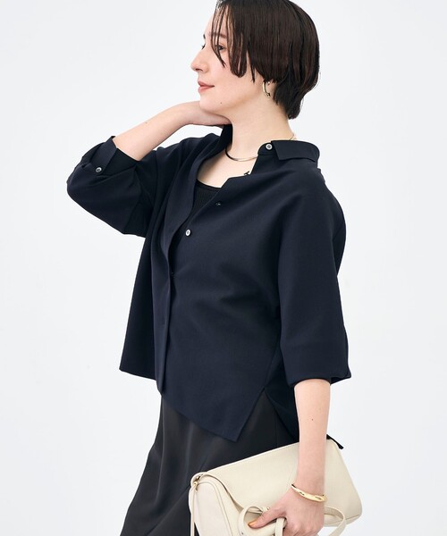 NOLLEY’S Sophi(ノーリーズソフィ)の「NEW morisachi《セットアップ対応》ウォッシャブルストレッチツイルドルマンシャツ(シャツ/ブラウス・レディース・オフホワイト/ネイビー・38)」の17枚目の写真