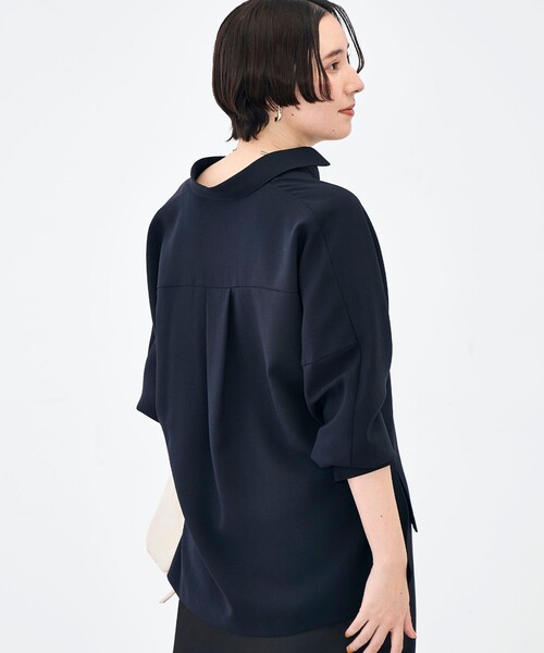 NOLLEY’S Sophi(ノーリーズソフィ)の「NEW morisachi《セットアップ対応》ウォッシャブルストレッチツイルドルマンシャツ(シャツ/ブラウス・レディース・オフホワイト/ネイビー・38)」の18枚目の写真