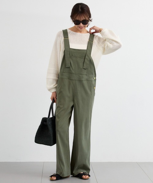 BARNYARDSTORM(バンヤードストーム)の「BARNYARDSTORM / キレイめサロペット【JAPAN FABRIC】(サロペット/オーバーオール・レディース・カーキ/ブラック・M/S)」の2枚目の写真