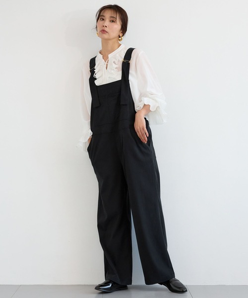 BARNYARDSTORM(バンヤードストーム)の「BARNYARDSTORM / キレイめサロペット【JAPAN FABRIC】(サロペット/オーバーオール・レディース・カーキ/ブラック・M/S)」の5枚目の写真