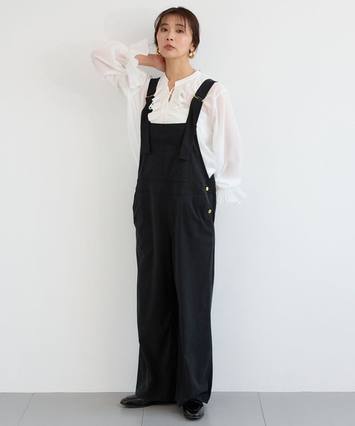 BARNYARDSTORM(バンヤードストーム)の「BARNYARDSTORM / キレイめサロペット【JAPAN FABRIC】(サロペット/オーバーオール・レディース・カーキ/ブラック・M/S)」の7枚目の写真