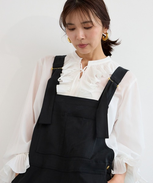 BARNYARDSTORM(バンヤードストーム)の「BARNYARDSTORM / キレイめサロペット【JAPAN FABRIC】(サロペット/オーバーオール・レディース・カーキ/ブラック・M/S)」の15枚目の写真