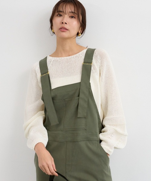 BARNYARDSTORM(バンヤードストーム)の「BARNYARDSTORM / キレイめサロペット【JAPAN FABRIC】(サロペット/オーバーオール・レディース・カーキ/ブラック・M/S)」の9枚目の写真