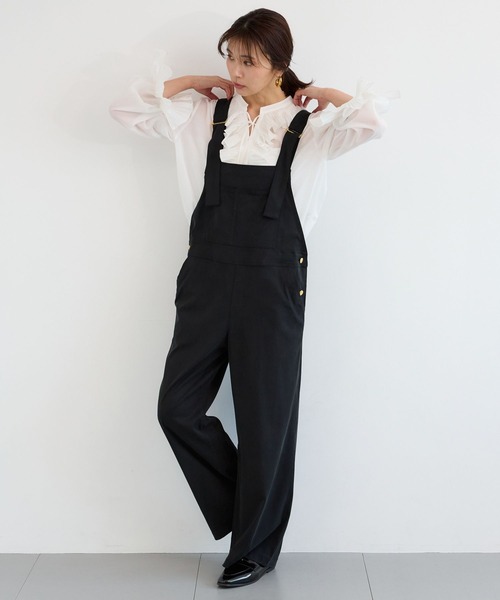 BARNYARDSTORM(バンヤードストーム)の「BARNYARDSTORM / キレイめサロペット【JAPAN FABRIC】(サロペット/オーバーオール・レディース・カーキ/ブラック・M/S)」の6枚目の写真