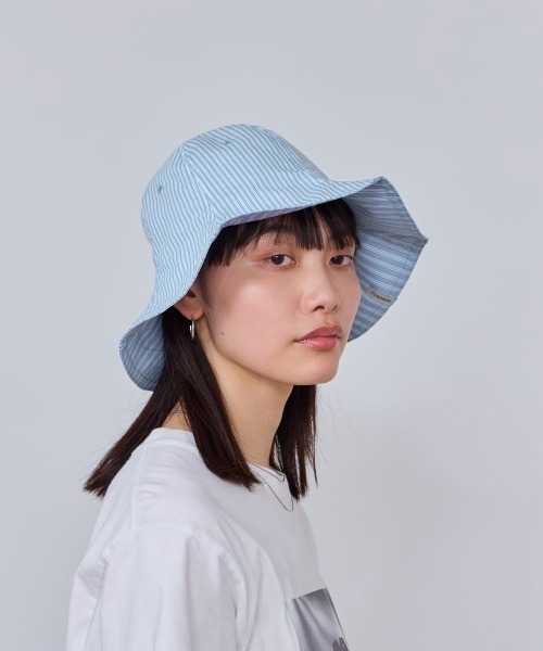 OVERRIDE（オーバーライド）の「OVERRIDE  STRIPES LT TULIP SGP / オーバーライド（ハット・レディース・ダークグレー/ベージュ/ブルー・57~59cm）」の3枚目の写真