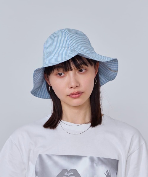OVERRIDE（オーバーライド）の「OVERRIDE  STRIPES LT TULIP SGP / オーバーライド（ハット・レディース・ダークグレー/ベージュ/ブルー・57~59cm）」の11枚目の写真