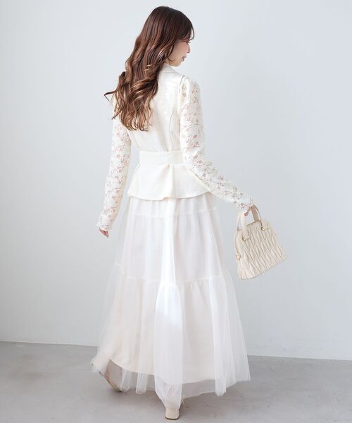 MAJESTIC LEGON（マジェスティックレゴン）の「ジレドッキングチュールワンピース（ワンピース・レディース・チャコールグレー/ベージュ/アイボリー・MEDIUM/SMALL）」の12枚目の写真