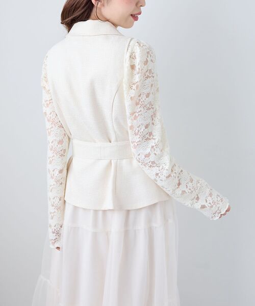 MAJESTIC LEGON（マジェスティックレゴン）の「ジレドッキングチュールワンピース（ワンピース・レディース・チャコールグレー/ベージュ/アイボリー・MEDIUM/SMALL）」の15枚目の写真