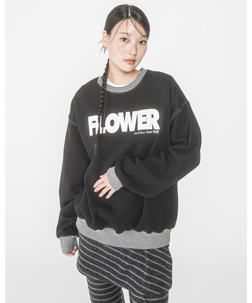HAVISM(ヘビズム)の「FLOWER STRIPE RIB SWEATSHIRT(BLACK)(スウェット・レディース・その他・ONE SIZE)」の3枚目の写真