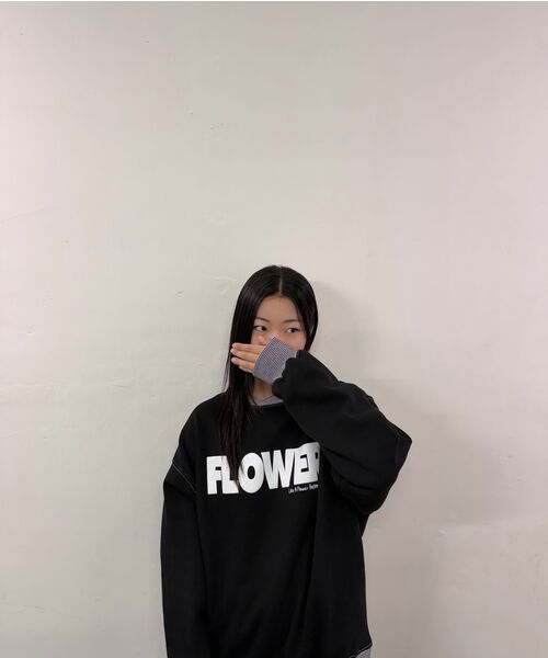 HAVISM(ヘビズム)の「FLOWER STRIPE RIB SWEATSHIRT(BLACK)(スウェット・レディース・その他・ONE SIZE)」の6枚目の写真